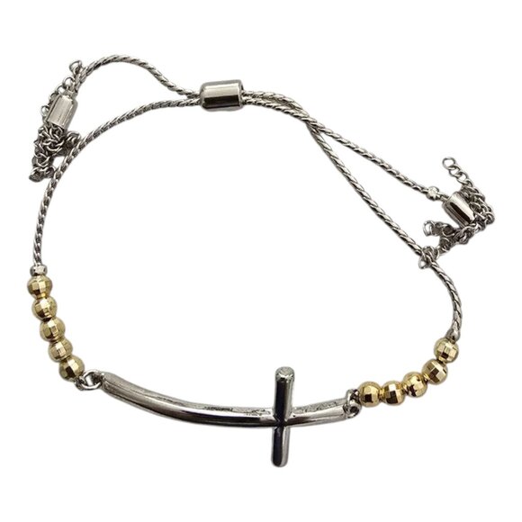 Park Lane Miracle Bracelet Tassle Cross Silver Gold Beads Adjustable New w/ Bag - Picture 1 of 6